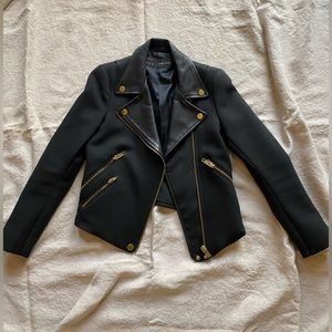 Black Zara biker-style jacket with gold hardware
